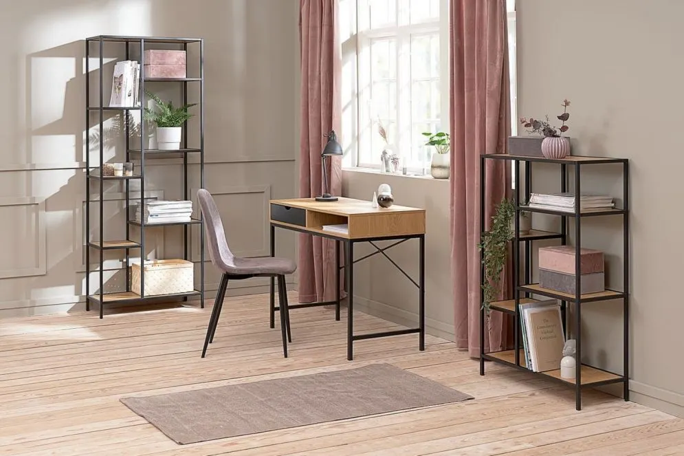 Regał na książki COSTA A dąb/czarny nowoczesny I sklep meblowy MIRAT. styl LOFT