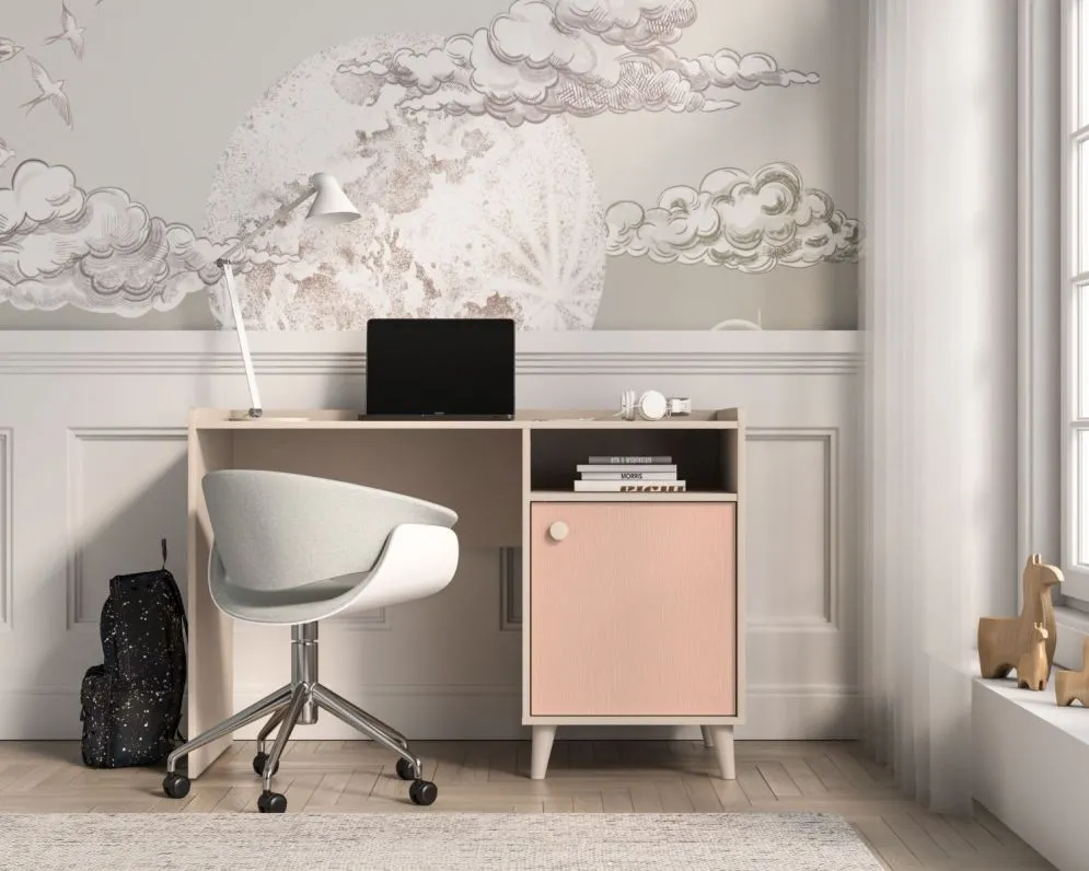 Biurko dziecięce MEVEL różowe I sklep meblowy MIRAT. styl PASTELE kolekcja MEVEL