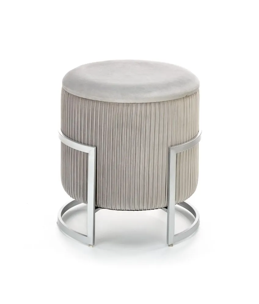 Pufa CRICKET VELVET jasnoszara w stylu glamour | MIRAT. styl GLAMOUR