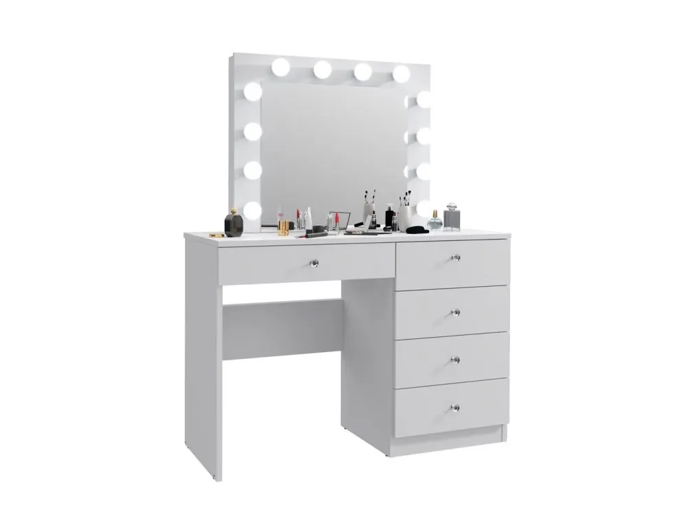 Toaletka PATRICIA 3 MEGA biały mat z lustrem w stylu glamour | MIRAT. w stylu GLAMOUR kolekcja