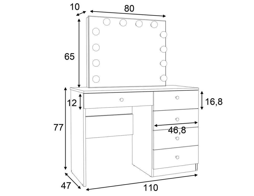 Toaletka PATRICIA 4 FULL biały mat z oświetleniem LED | MIRAT. w stylu GLAMOUR kolekcja