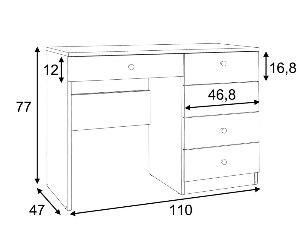 Toaletka PATRICIA 1 MEGA biała młodzieżowa do sypialni | MIRAT. w stylu GLAMOUR kolekcja
