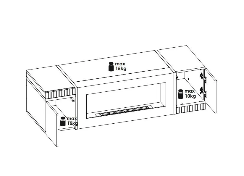 Meblościanka CROSS LED biała z biokominkiem nowoczesna I sklep meblowy MIRAT.  kolekcja CROSS ASM