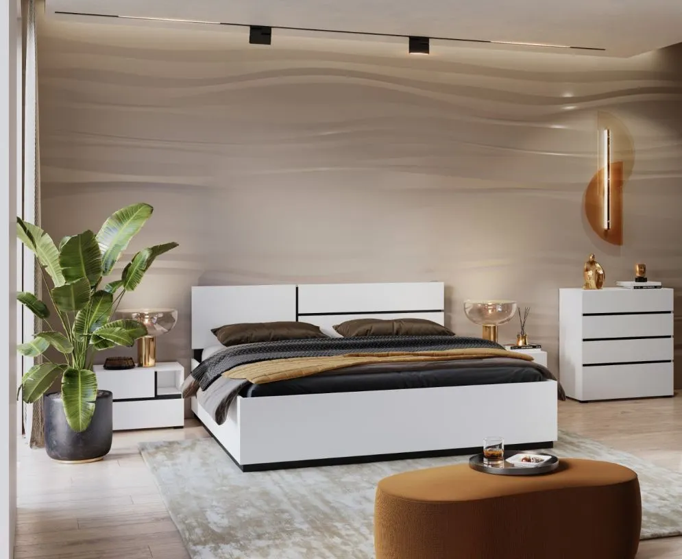 Komoda CROSS 4S 80cm biała/czarna laminowana I sklep meblowy MIRAT. styl SKANDYNAWSKI kolekcja HV-CROSS