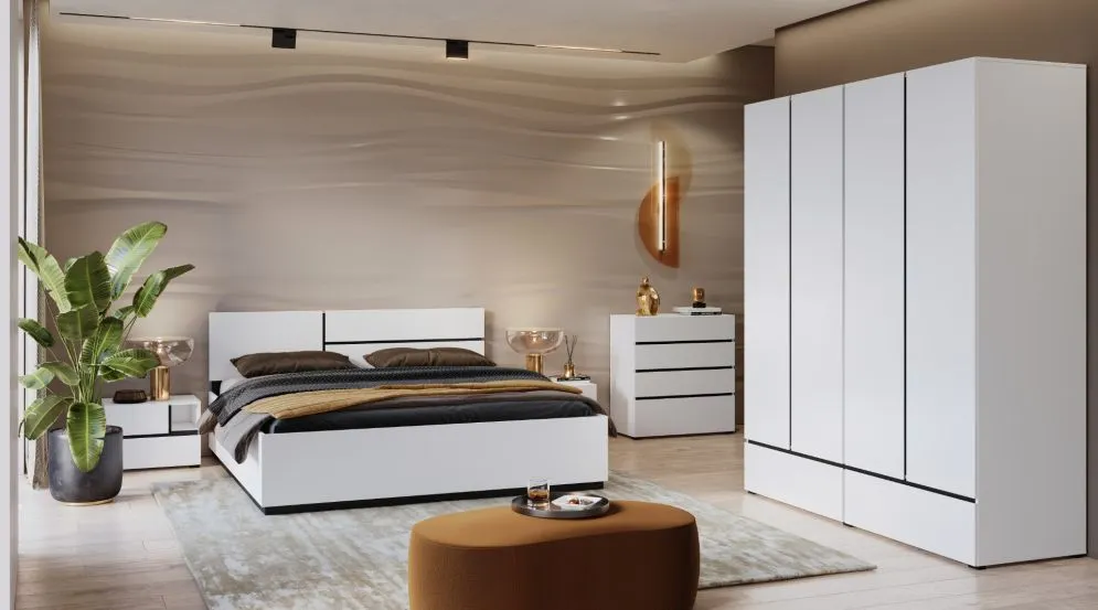 Łóżko CROSS 180x200 białe/czarne z podnoszonym stelażem I sklep meblowy MIRAT. styl SKANDYNAWSKI kolekcja HV-CROSS