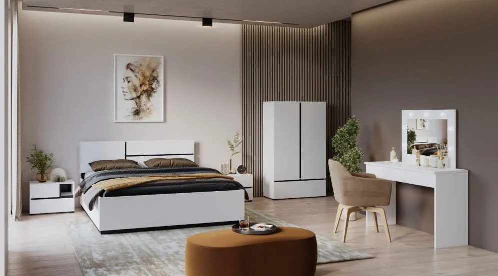 Komoda wysoka CROSS 2D1S 89cm biała/czarna z szufladą I sklep meblowy MIRAT. styl SKANDYNAWSKI kolekcja CROSS