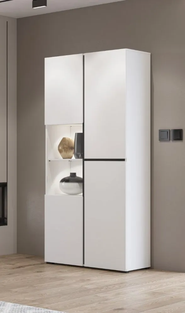 Witryna wysoka CROSS 3D 80cm biała/czarna trzydrzwiowa I sklep meblowy MIRAT. styl SKANDYNAWSKI kolekcja HV-CROSS