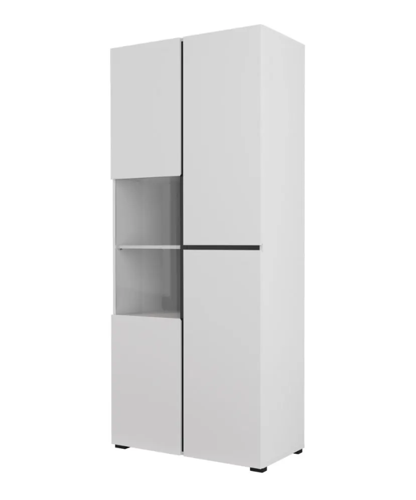 Witryna wysoka CROSS 3D 80cm biała/czarna trzydrzwiowa I sklep meblowy MIRAT. styl SKANDYNAWSKI kolekcja HV-CROSS