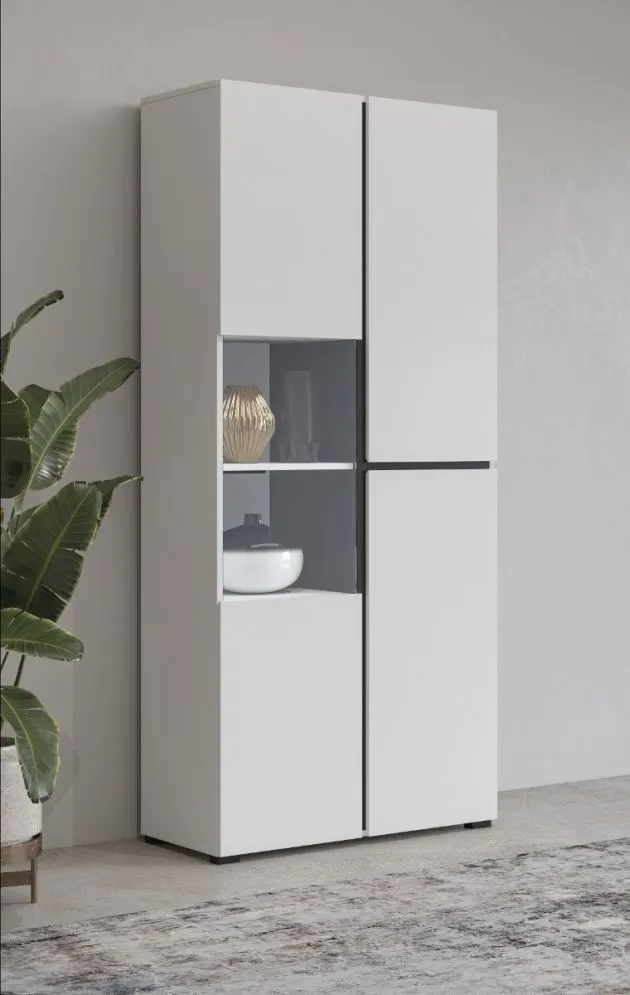 Witryna wysoka CROSS 3D 80cm biała/czarna trzydrzwiowa I sklep meblowy MIRAT. styl SKANDYNAWSKI kolekcja HV-CROSS