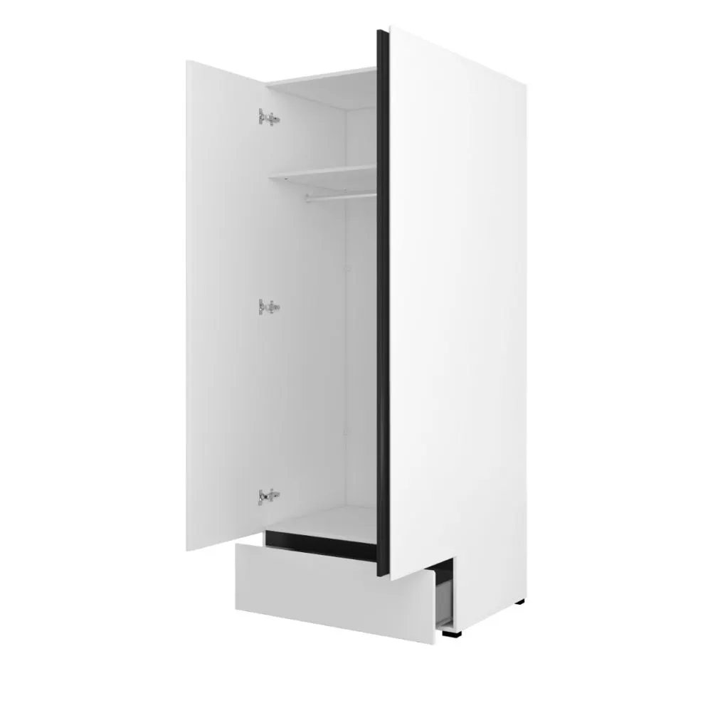 Szafa dwudrzwiowa CROSS 2D1S 89cm biała/czarna z drążkiem i szufladą I sklep meblowy MIRAT. styl SKANDYNAWSKI kolekcja HV-CROSS