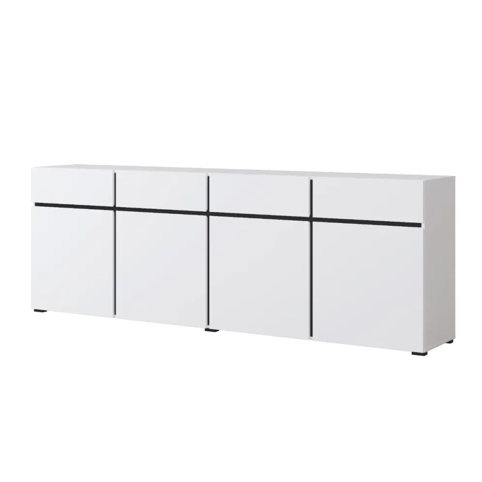 Komoda CROSS 4D4S 225cm biała/czarna czterodrzwiowa I sklep meblowy MIRAT. styl SKANDYNAWSKI