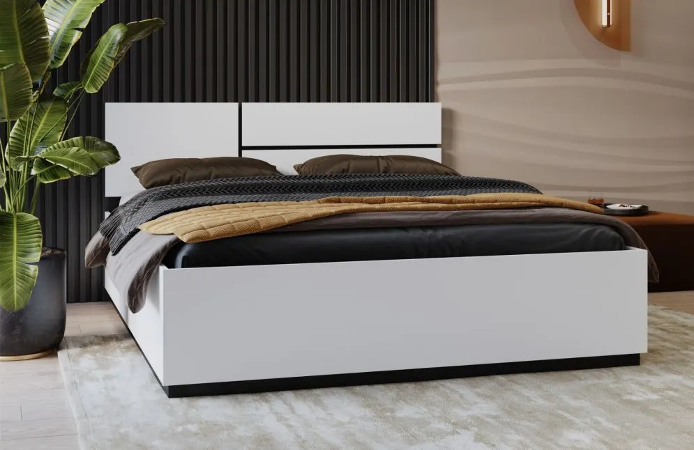 Łóżko CROSS 160x200 białe/czarne sypialniane I sklep meblowy MIRAT. styl SKANDYNAWSKI kolekcja HV-CROSS