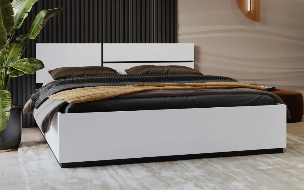 Łóżko CROSS 180x200 białe/czarne z podnoszonym stelażem I sklep meblowy MIRAT. styl SKANDYNAWSKI kolekcja HV-CROSS