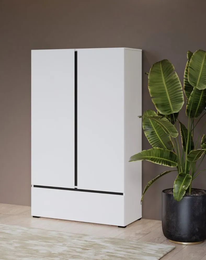 Komoda wysoka CROSS 2D1S 89cm biała/czarna z szufladą I sklep meblowy MIRAT. styl SKANDYNAWSKI kolekcja CROSS