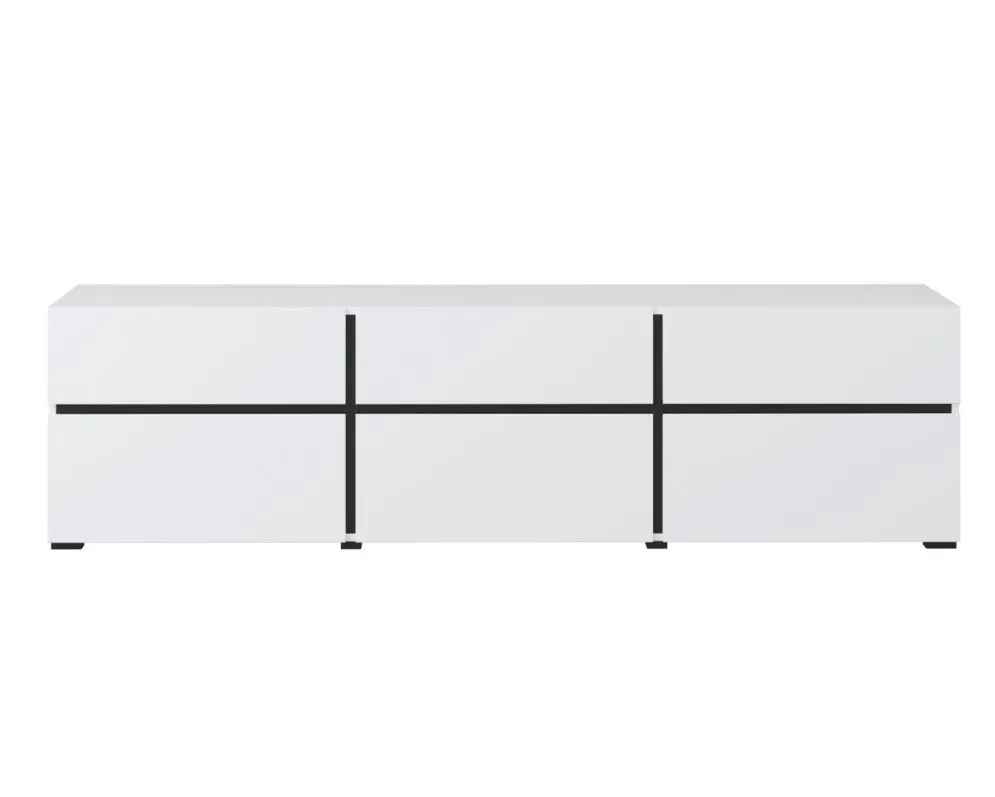 Szafka RTV CROSS 3K3S 180cm biała/czarna z szufladami I sklep meblowy MIRAT. styl SKANDYNAWSKI kolekcja HV-CROSS