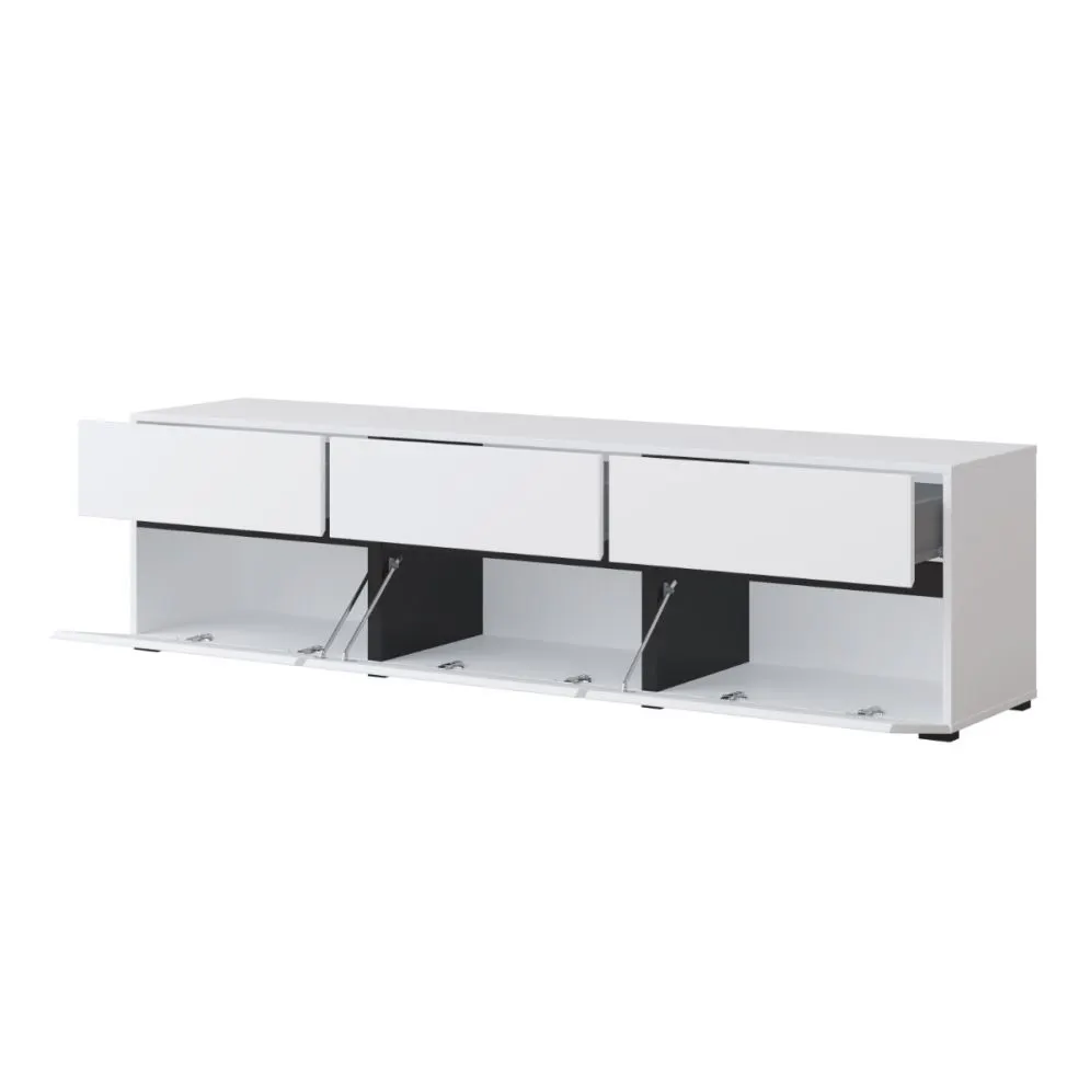 Szafka RTV CROSS 3K3S 180cm biała/czarna z szufladami I sklep meblowy MIRAT. styl SKANDYNAWSKI kolekcja HV-CROSS