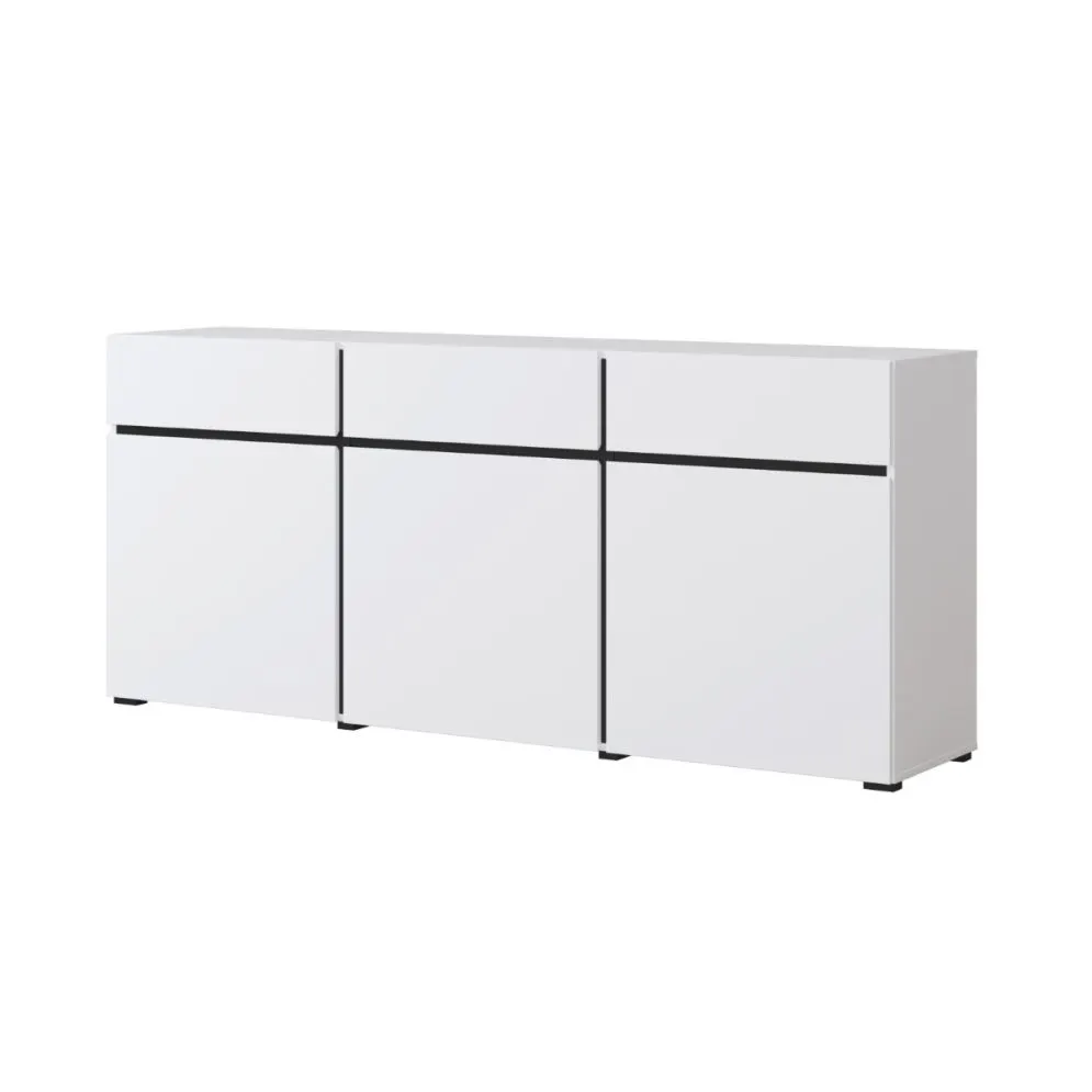 Komoda CROSS 3D3S 180cm biała/czarna trzydrzwiowa I sklep meblowy MIRAT. styl SKANDYNAWSKI