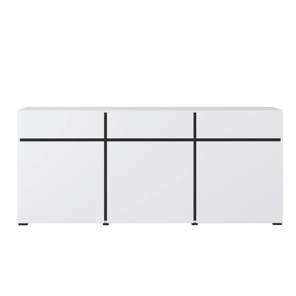 Komoda CROSS 3D3S 180cm biała/czarna trzydrzwiowa I sklep meblowy MIRAT. styl SKANDYNAWSKI