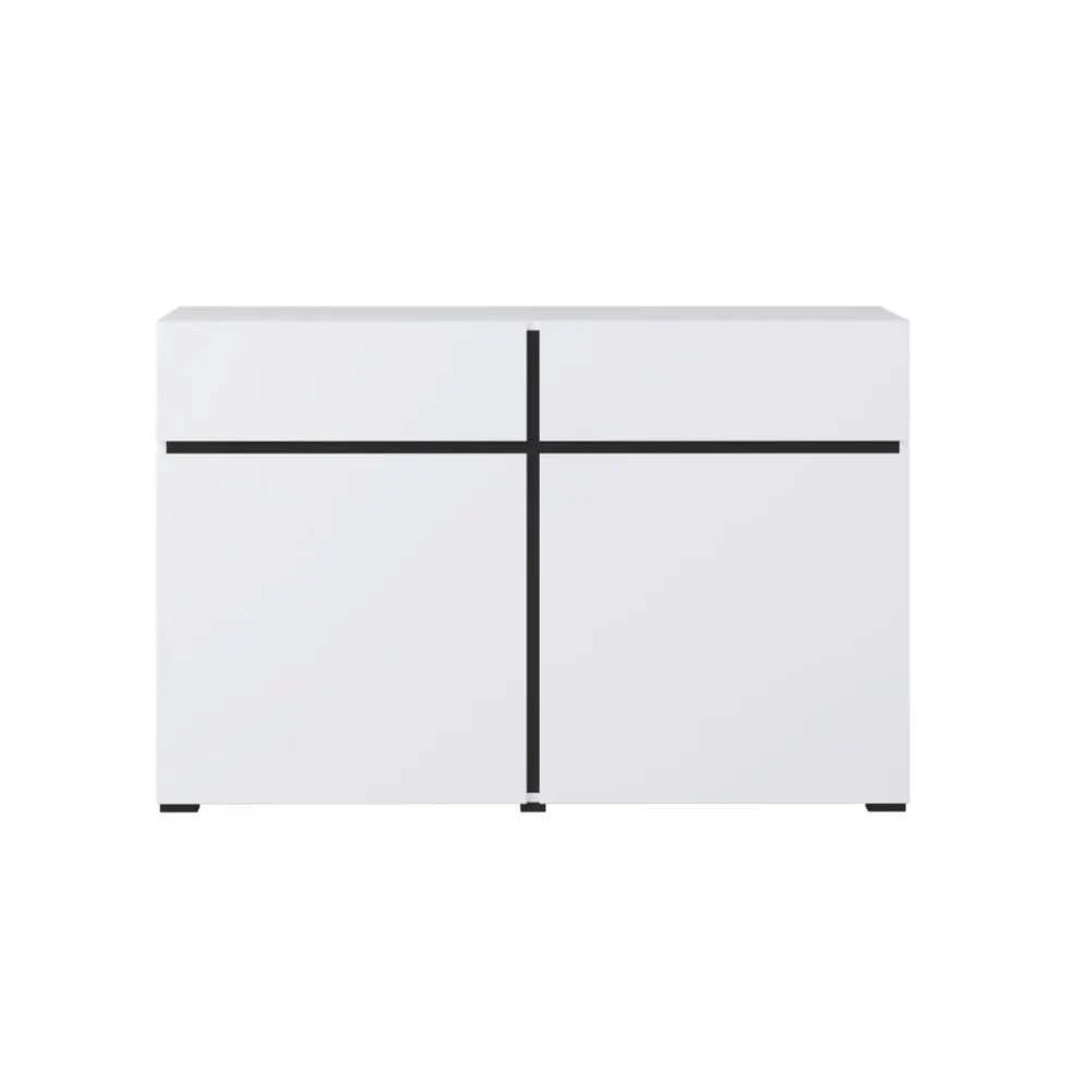 Komoda CROSS 2D2S 119cm biała/czarna dwudrzwiowa I sklep meblowy MIRAT. styl SKANDYNAWSKI