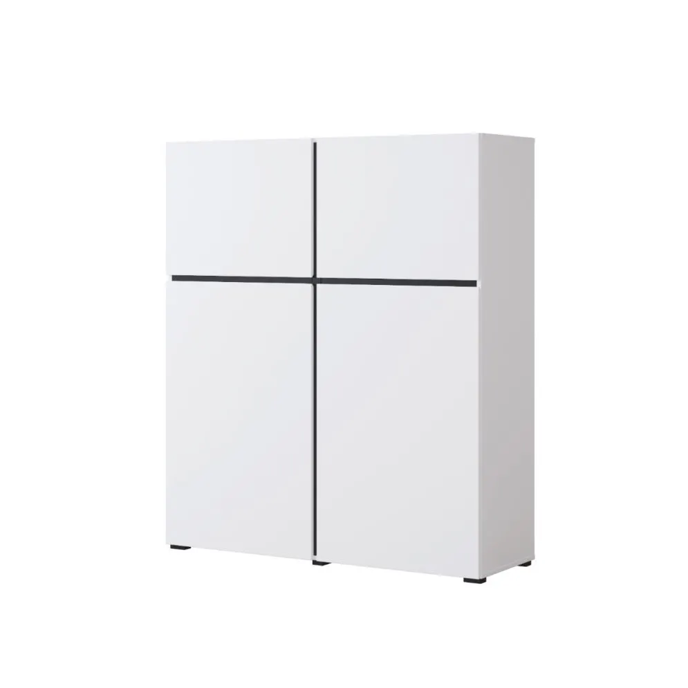 Komoda wysoka CROSS 4D 119cm biała/czarna czterokomorowa I sklep meblowy MIRAT. styl SKANDYNAWSKI