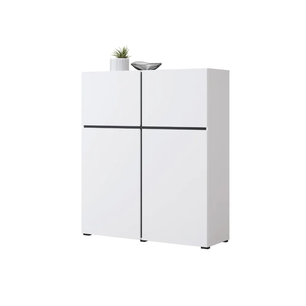 Komoda wysoka CROSS 4D 119cm biała/czarna czterokomorowa I sklep meblowy MIRAT. styl SKANDYNAWSKI