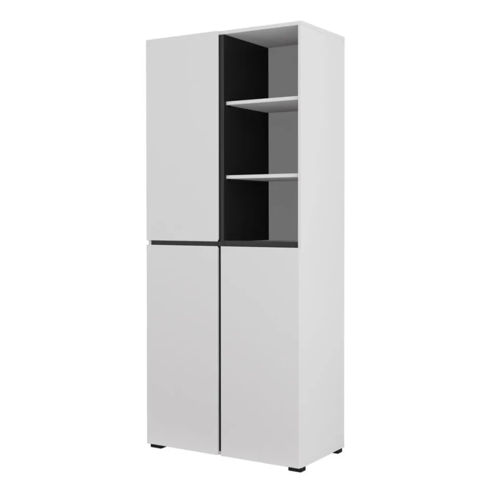 Szafa do przedpokoju CROSS 3D 80cm biała/czarna z półkami na buty I sklep meblowy MIRAT. styl SKANDYNAWSKI kolekcja HV-CROSS