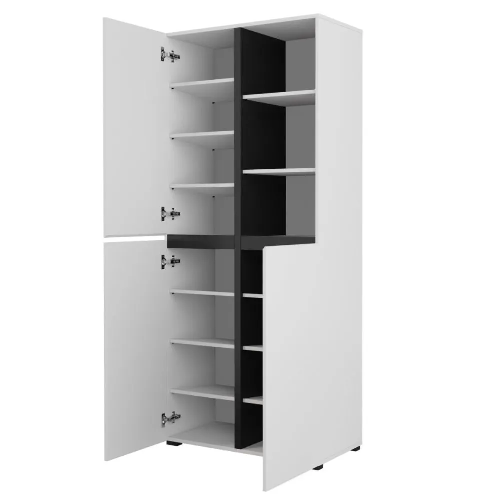 Szafa do przedpokoju CROSS 3D 80cm biała/czarna z półkami na buty I sklep meblowy MIRAT. styl SKANDYNAWSKI kolekcja HV-CROSS