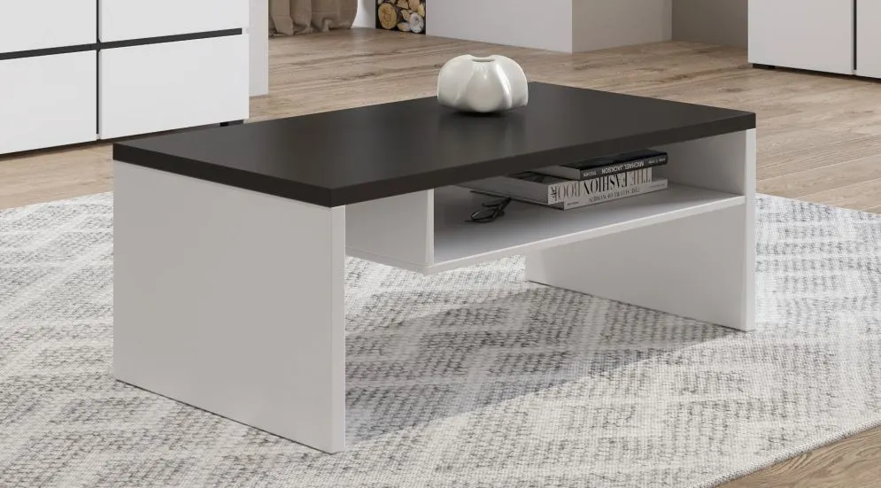 Stolik kawowy CROSS 120x60 biały/czarny z półką I sklep meblowy MIRAT. kolekcja HV-CROSS