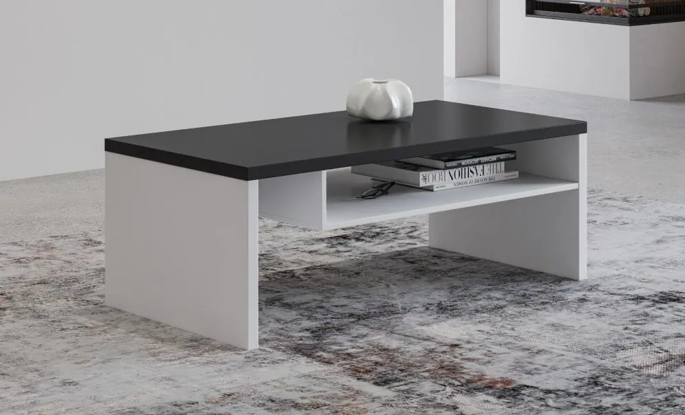 Stolik kawowy CROSS 120x60 biały/czarny z półką I sklep meblowy MIRAT. kolekcja HV-CROSS