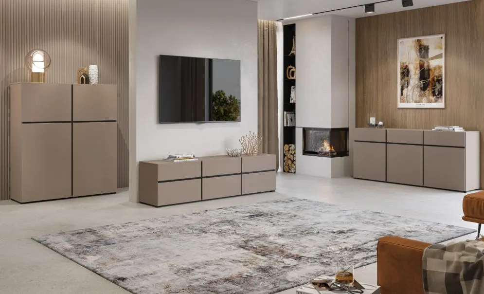 Komoda CROSS 3D3S 180cm congo/czarna trzydrzwiowa I sklep meblowy MIRAT.