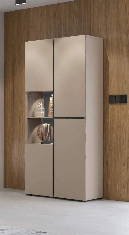 Witryna wysoka CROSS 3D 80cm congo/czarna do salonu I sklep meblowy MIRAT.  kolekcja HV-CROSS