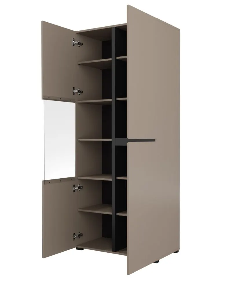 Witryna wysoka CROSS 3D 80cm congo/czarna do salonu I sklep meblowy MIRAT.  kolekcja HV-CROSS