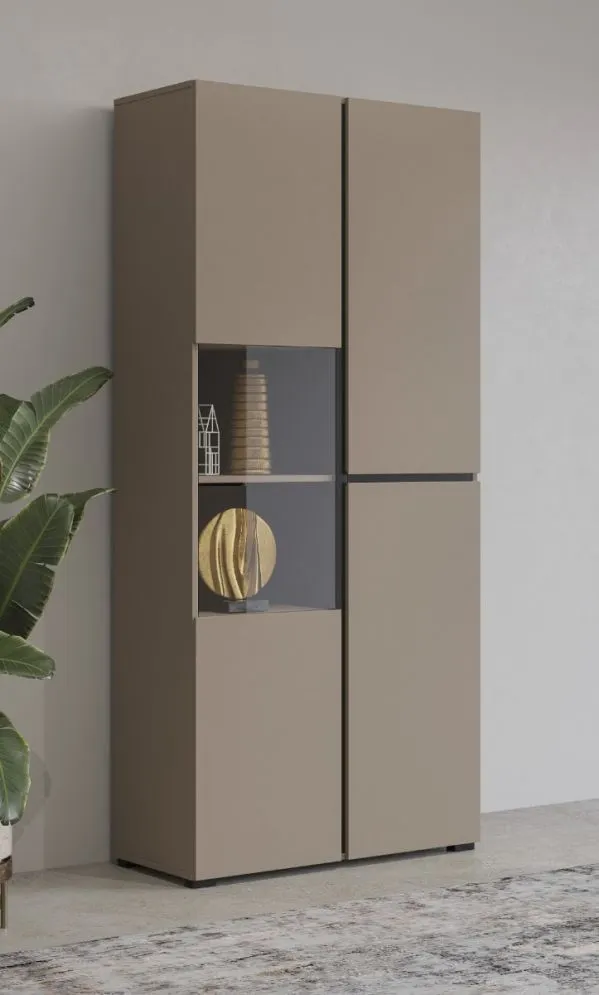 Witryna wysoka CROSS 3D 80cm congo/czarna do salonu I sklep meblowy MIRAT.  kolekcja HV-CROSS