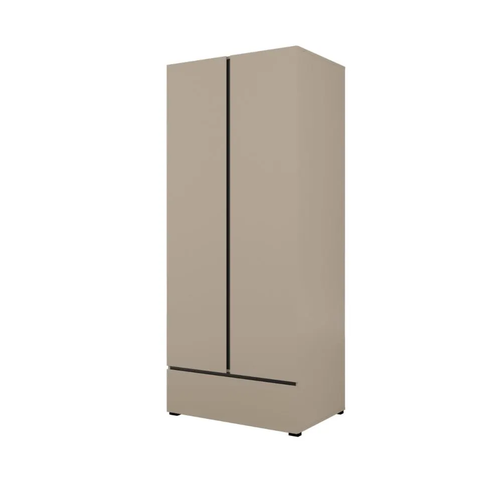 Wysoka szafa dwudrzwiowa CROSS 2D1S 89cm congo/czarna z drążkiem I sklep meblowy MIRAT.  kolekcja HV-CROSS