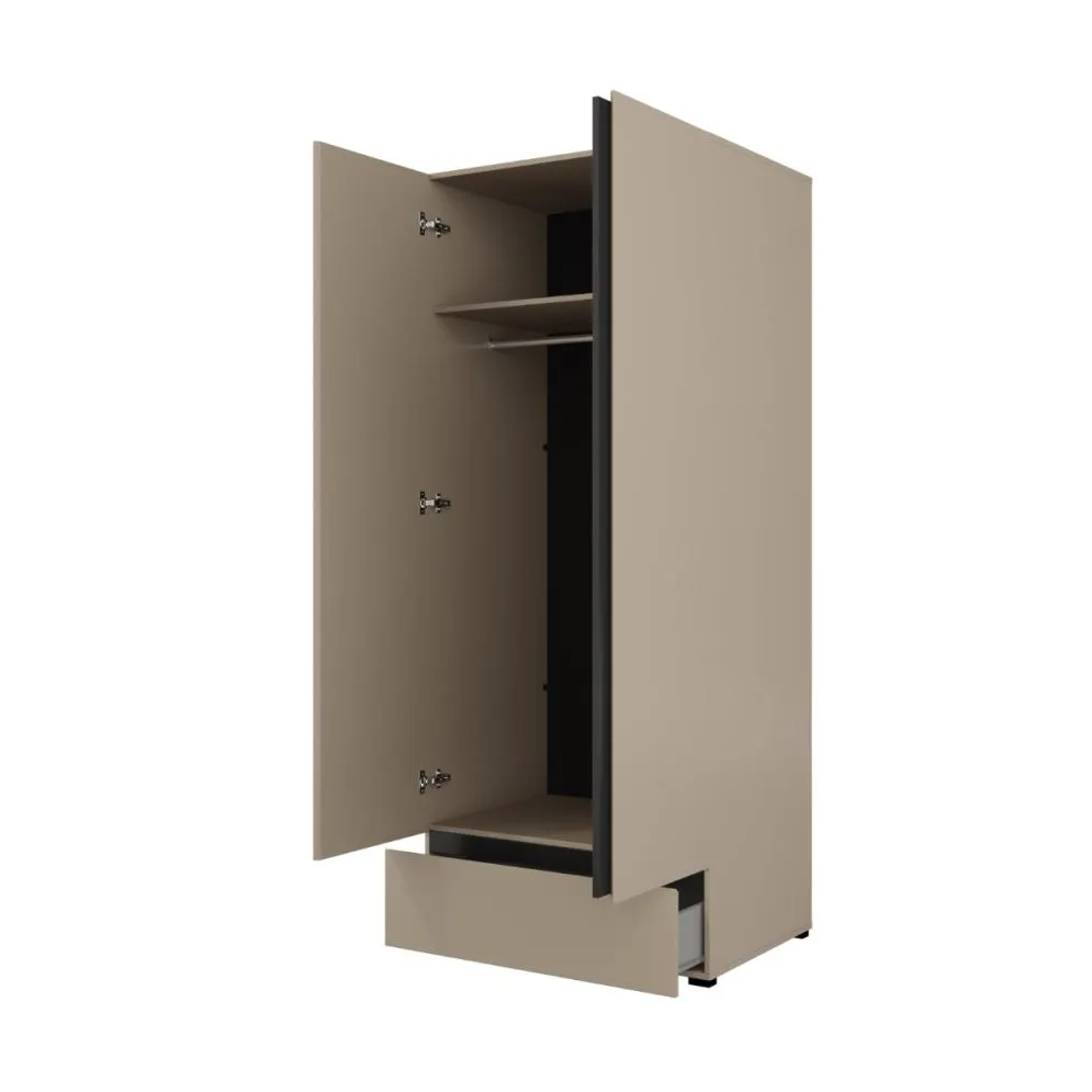 Wysoka szafa dwudrzwiowa CROSS 2D1S 89cm congo/czarna z drążkiem I sklep meblowy MIRAT.  kolekcja HV-CROSS