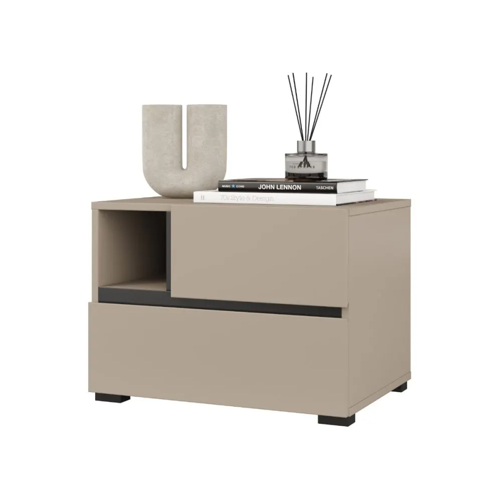 Szafka nocna CROSS S-2S congo/czarna bezuchwytowa I sklep meblowy MIRAT.  kolekcja HV-CROSS