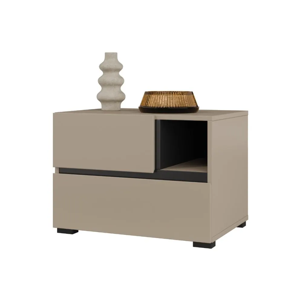 Szafka nocna CROSS S-2S congo/czarna bezuchwytowa I sklep meblowy MIRAT.  kolekcja HV-CROSS