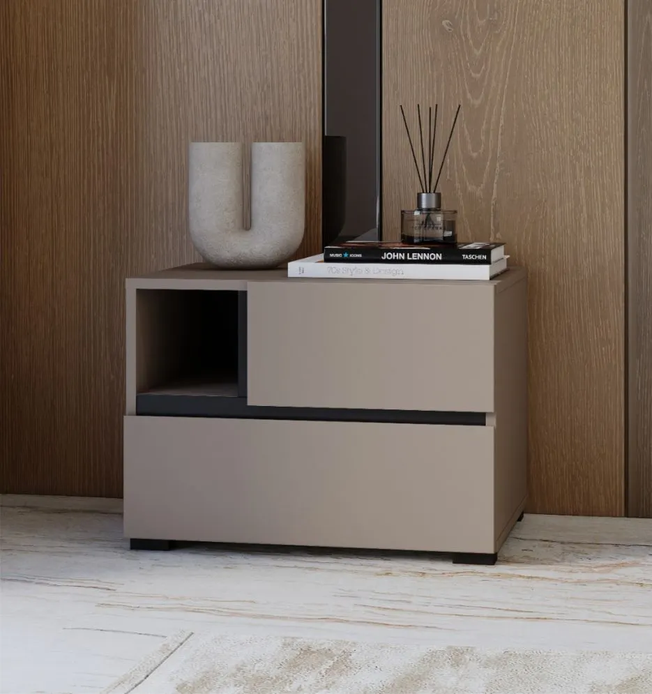 Szafka nocna CROSS S-2S congo/czarna bezuchwytowa I sklep meblowy MIRAT.  kolekcja HV-CROSS