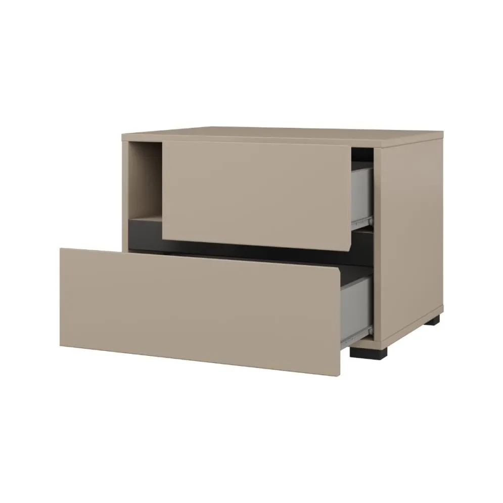 Szafka nocna CROSS S-2S congo/czarna bezuchwytowa I sklep meblowy MIRAT.  kolekcja HV-CROSS