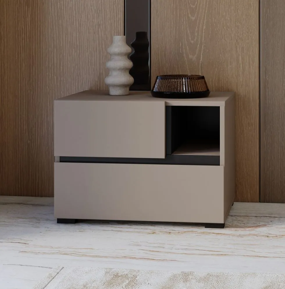 Szafka nocna CROSS S-2S congo/czarna bezuchwytowa I sklep meblowy MIRAT.  kolekcja HV-CROSS