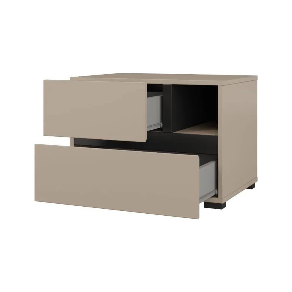 Szafka nocna CROSS S-2S congo/czarna bezuchwytowa I sklep meblowy MIRAT.  kolekcja HV-CROSS