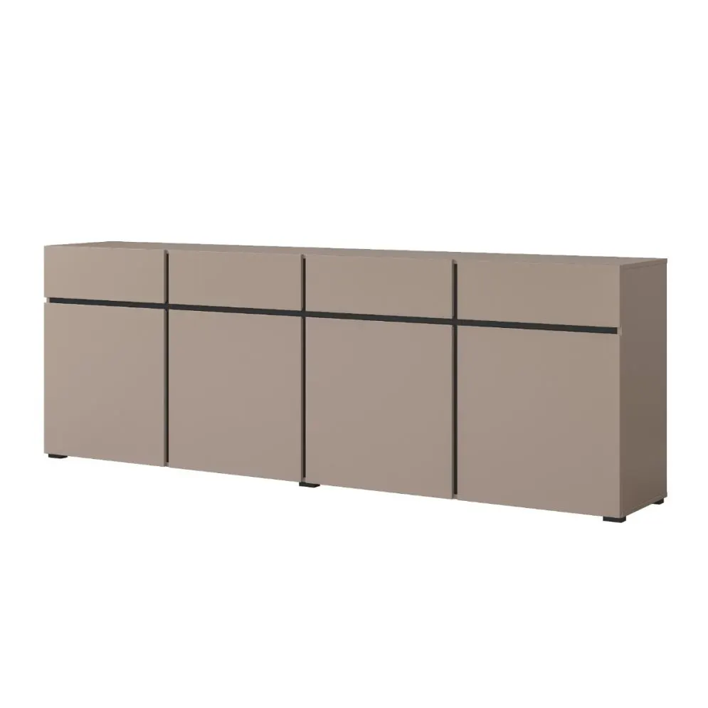 Komoda CROSS 4D4S 225cm congo/czarna z szufladami I sklep meblowy MIRAT.