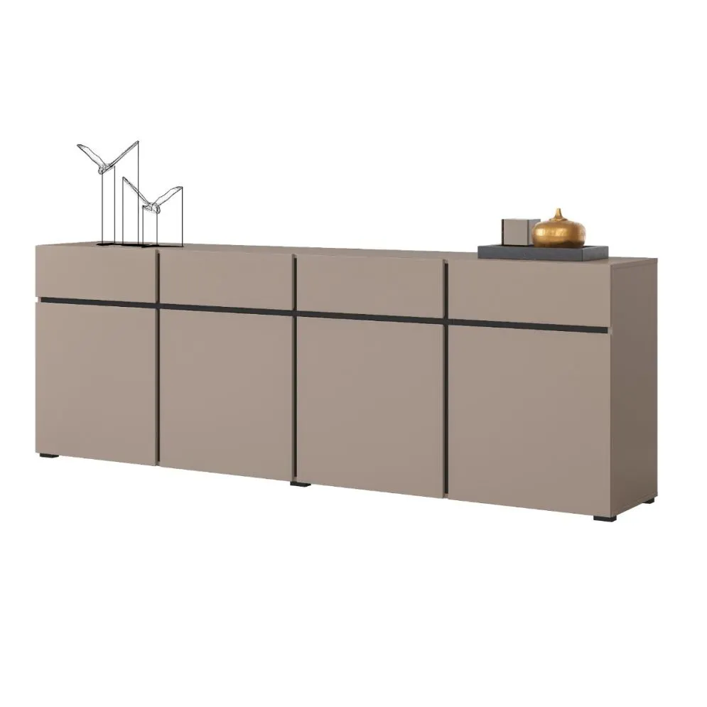 Komoda CROSS 4D4S 225cm congo/czarna z szufladami I sklep meblowy MIRAT.