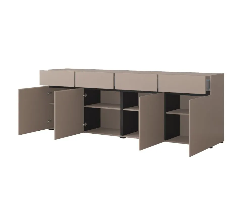 Komoda CROSS 4D4S 225cm congo/czarna z szufladami I sklep meblowy MIRAT.