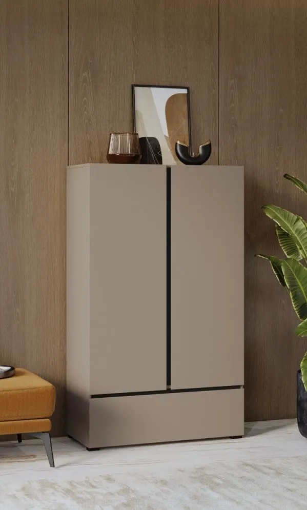 Komoda wysoka CROSS 2D1S 89cm congo/czarna dwudrzwiowa I sklep meblowy MIRAT.  kolekcja CROSS