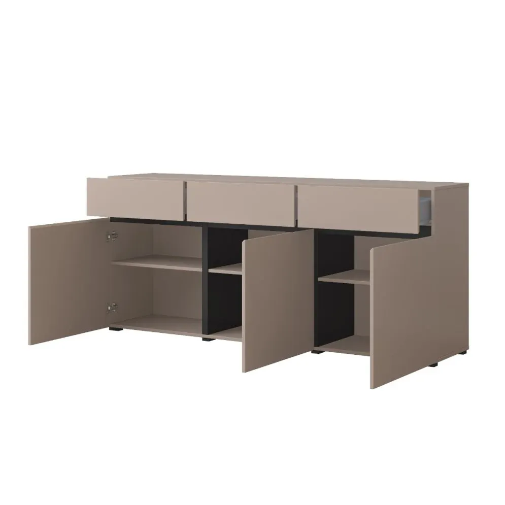 Komoda CROSS 3D3S 180cm congo/czarna trzydrzwiowa I sklep meblowy MIRAT.