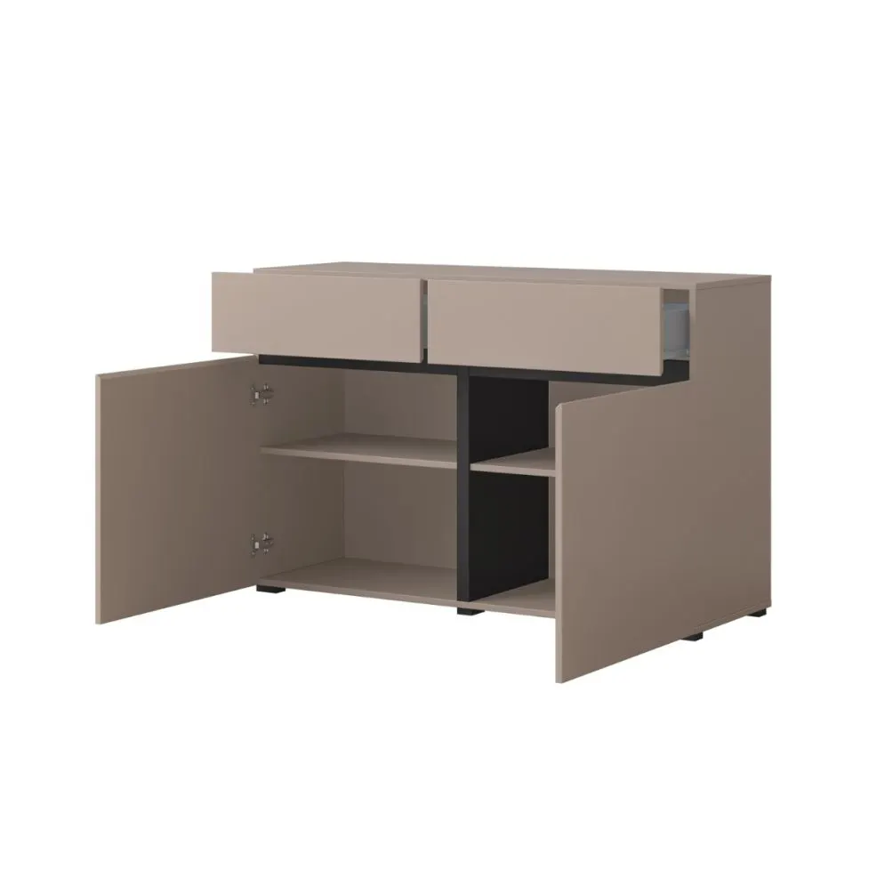 Komoda CROSS 2D2S 119cm congo/czarna nowoczesna I sklep meblowy MIRAT.