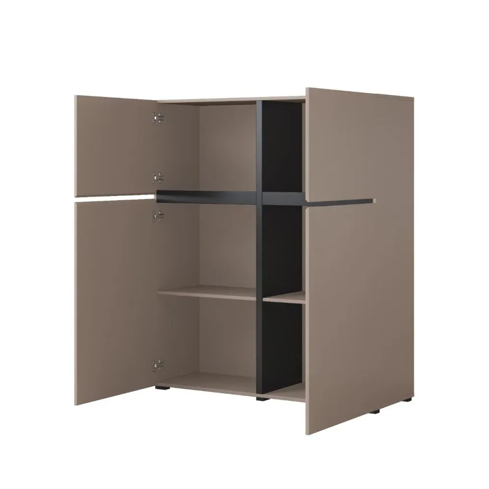 Komoda wysoka CROSS 4D 119cm congo/czarna do salonu I sklep meblowy MIRAT.