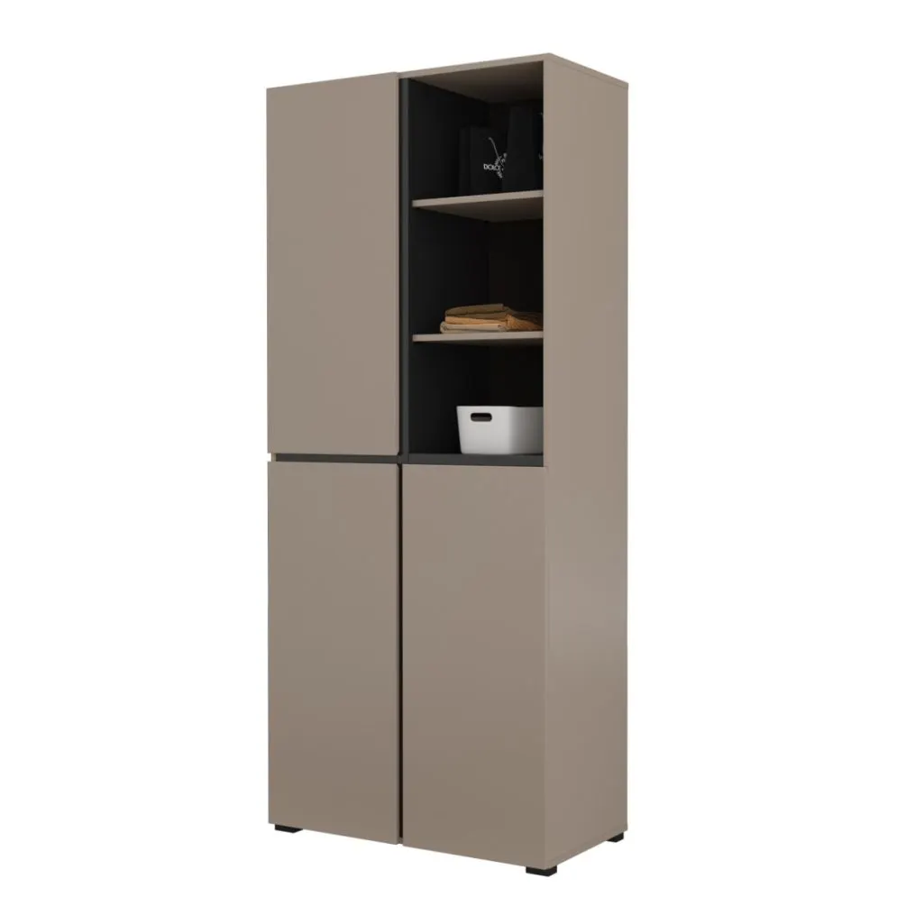 Szafa CROSS 3D 80cm congo/czarna z półkami dwudrzwiowa I sklep meblowy MIRAT.  kolekcja HV-CROSS