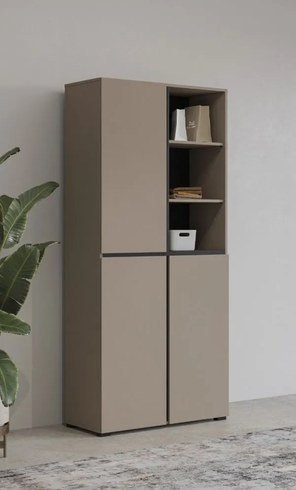 Szafa CROSS 3D 80cm congo/czarna z półkami dwudrzwiowa I sklep meblowy MIRAT.  kolekcja HV-CROSS